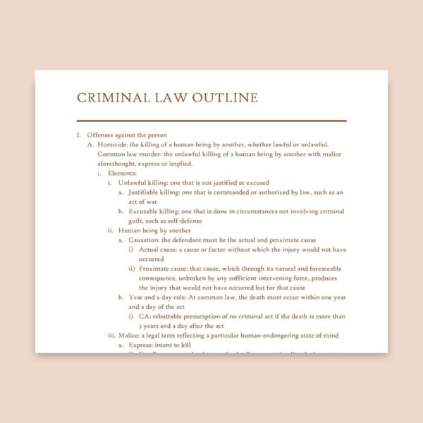Sample outline for law school for criminal law