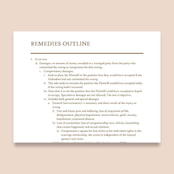 Sample Law School Outline for Remedies