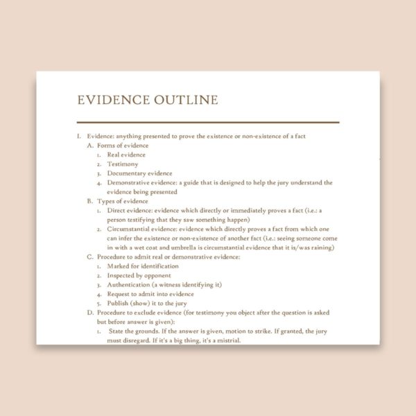 Sample Law School Outline for Evidence