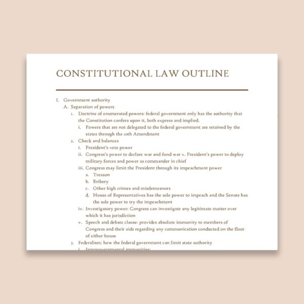 Sample Law School Outline for Constitutional Law